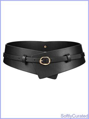 Women's Wide PU Leather Belt 2-in-1 Detachable Corset Waist Belt